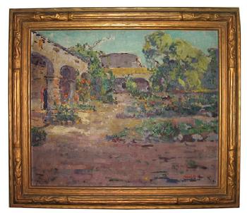 Thomas L. Hunt 1882-1932  "Inner Courtyard, Mission San Juan Capistrano ~ Private Collection ~